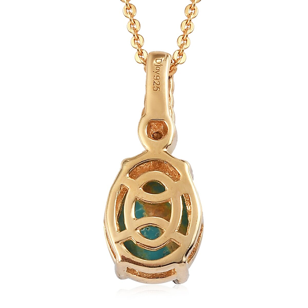 South Hill Turquoise and Zircon Pendant Necklace 20 Inches in Vermeil Yellow Gold Over Sterling Silver 1.80 ctw image number 4