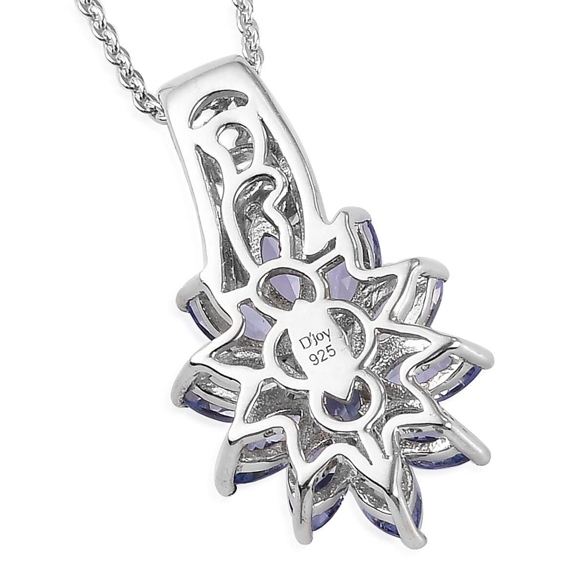 Tanzanite Floral Pendant Necklace 20 Inches in Platinum Over Sterling Silver 1.65 ctw