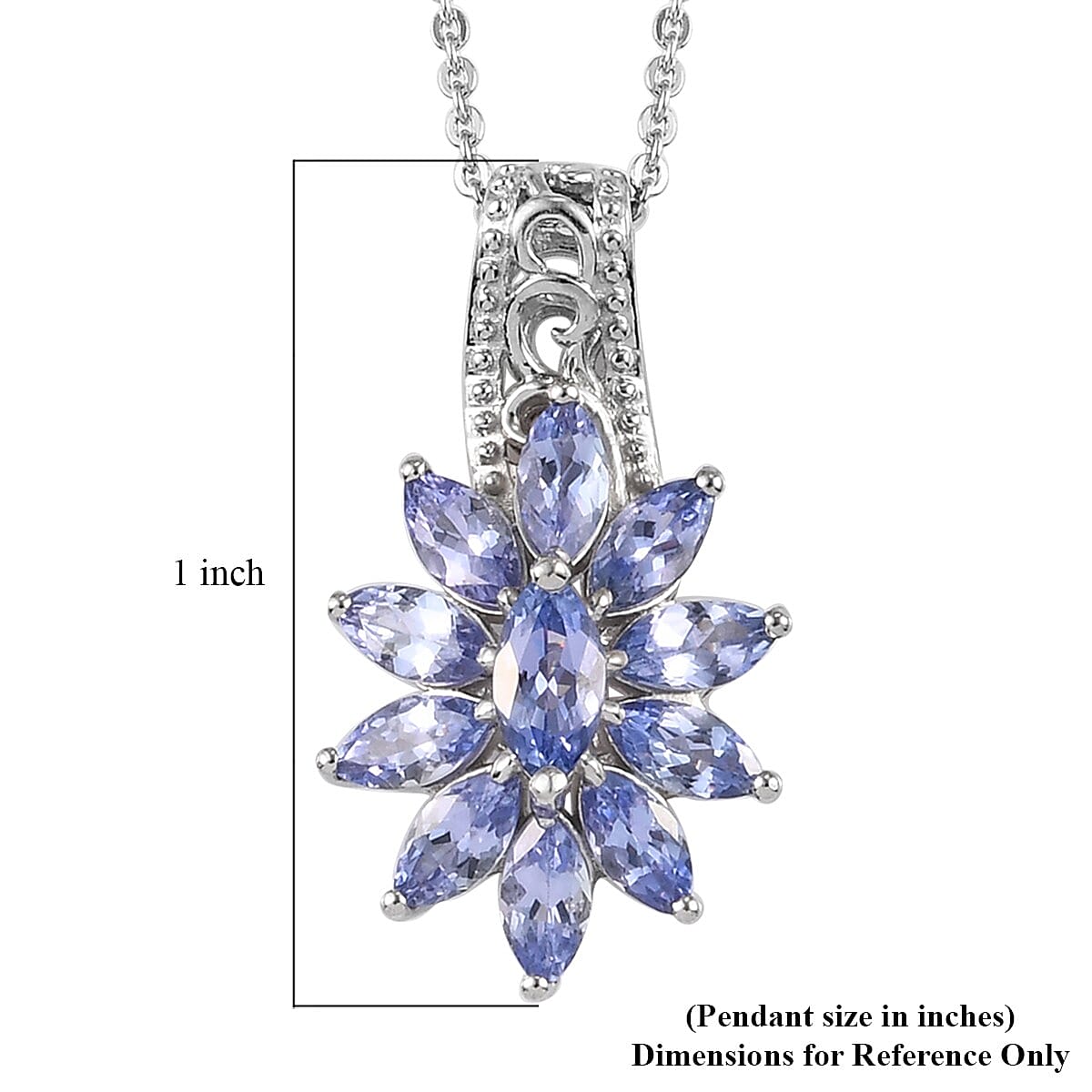 1.75 ctw Natural Russian Diopside Floral Pendant Necklace 20 Inches in Platinum Over Sterling Silver image number 5