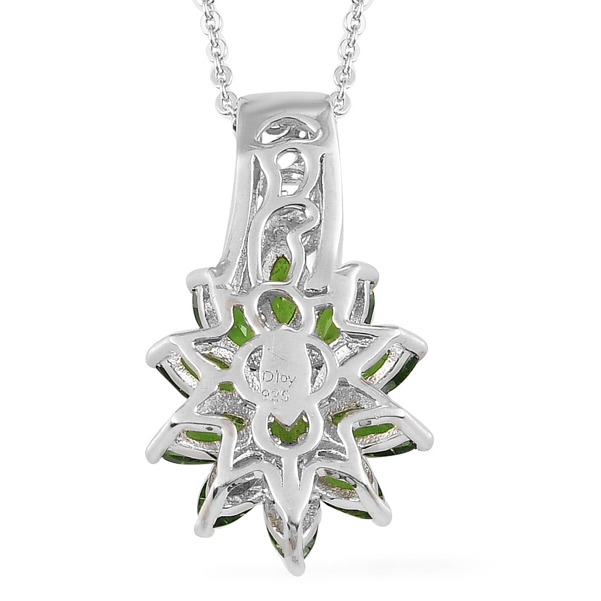 Natural Chrome Diopside Floral Pendant Necklace 20 Inches in Platinum Over Sterling Silver 1.75 ctw image number 4