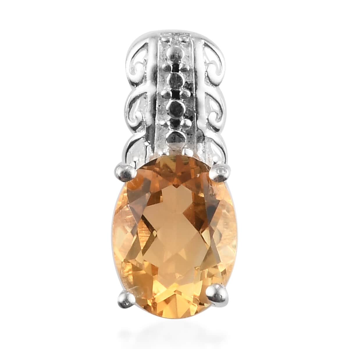 Brazilian Citrine Pendant in Platinum Over Sterling Silver 1.10 ctw image number 0