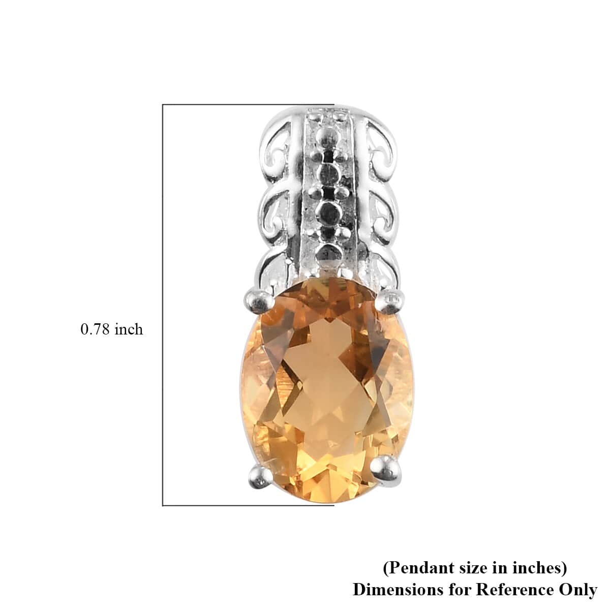 Brazilian Citrine Pendant in Platinum Over Sterling Silver 1.10 ctw image number 2