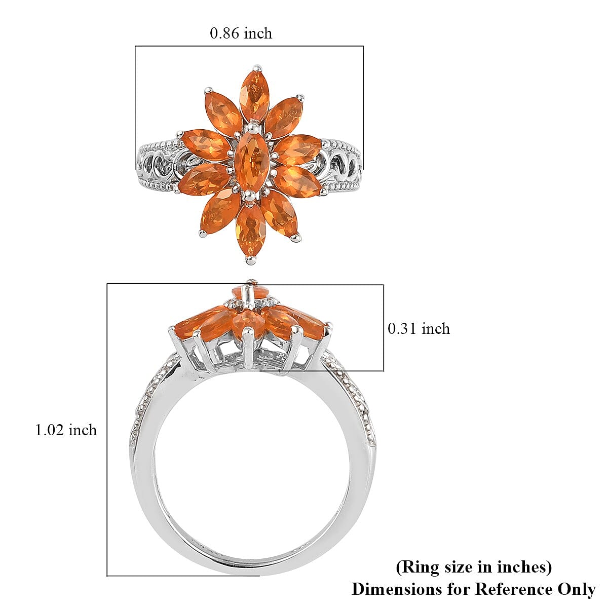 Tanzanite Floral Ring in Platinum Over Sterling Silver (Size 10.0) 1.75 ctw