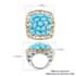 American Natural Sleeping Beauty Turquoise and Zircon Cluster Ring in Vermeil YG & Platinum Over Sterling Silver (Size 7.0) 6.85 ctw image number 5