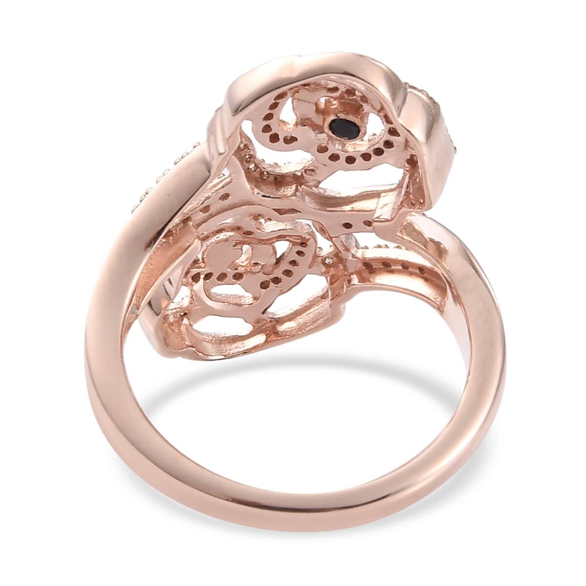 GP Italian Garden Collection Natural Champagne Diamond Bypass Ring in Rhodium & Vermeil Rose Gold Over  Sterling Silver (Size 8.0) 0.30 ctw image number 4