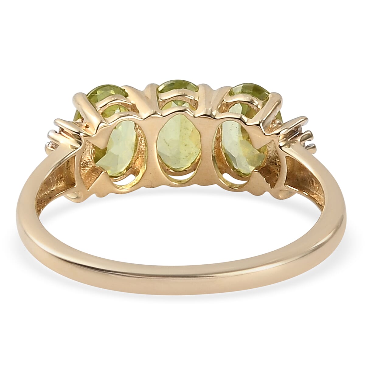 Luxoro 10K Yellow Gold Premium Sava Sphene and Diamond Trilogy Ring (Size 10.0) 1.60 ctw