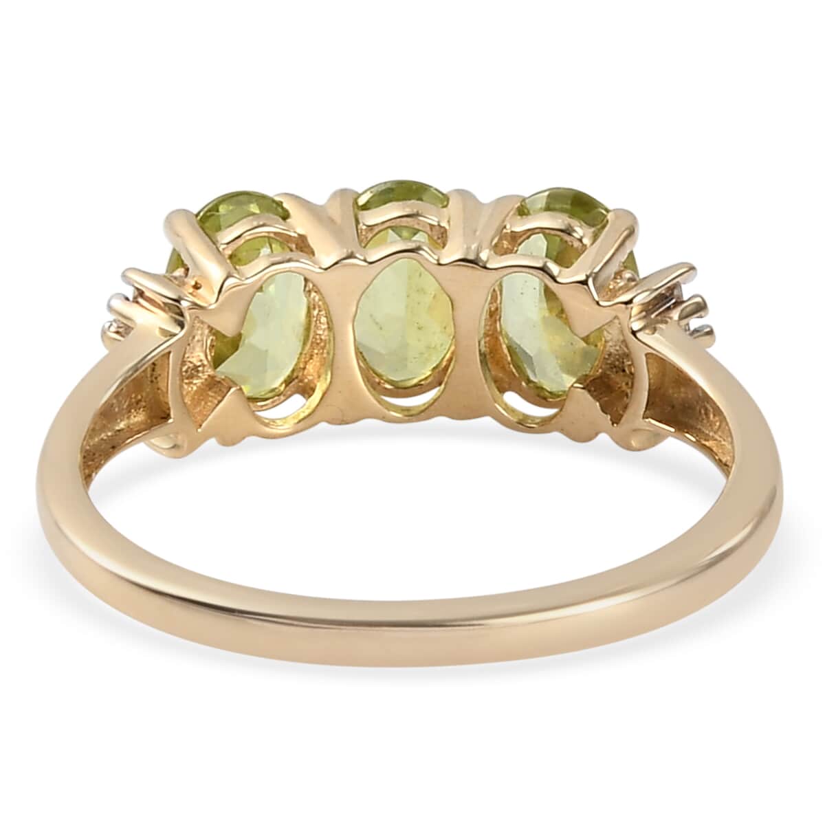 LUXORO 10K Yellow Gold Premium Sava Sphene and Diamond Trilogy Ring (Size 6.0) 1.60 ctw image number 4