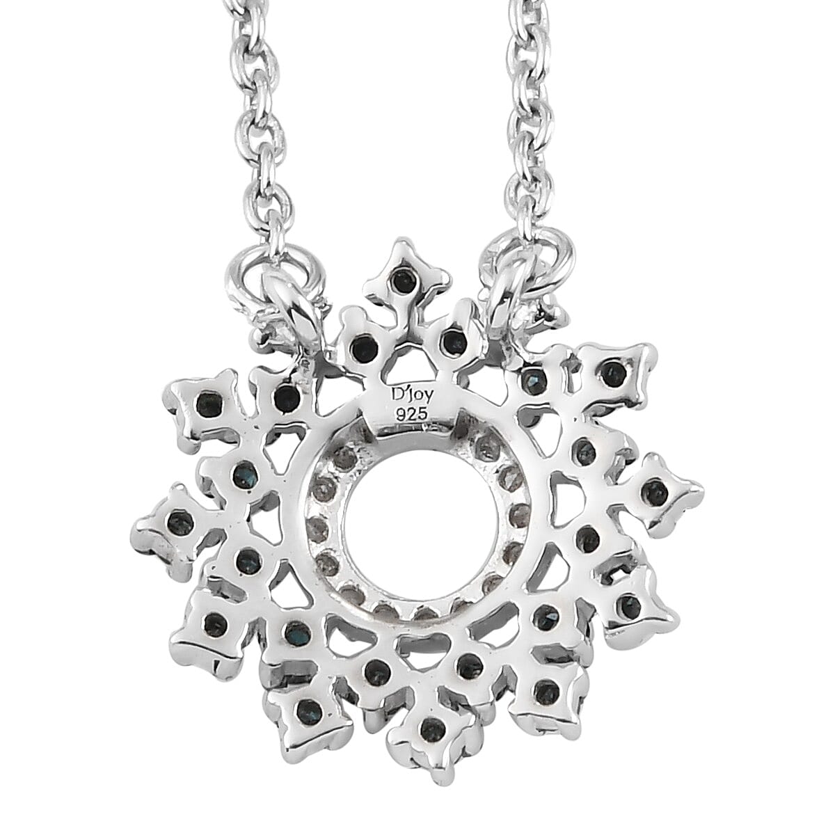 Blue Diamond and Diamond Circle Pendant Necklace 20 Inches in Platinum Over Sterling Silver 0.50 ctw
