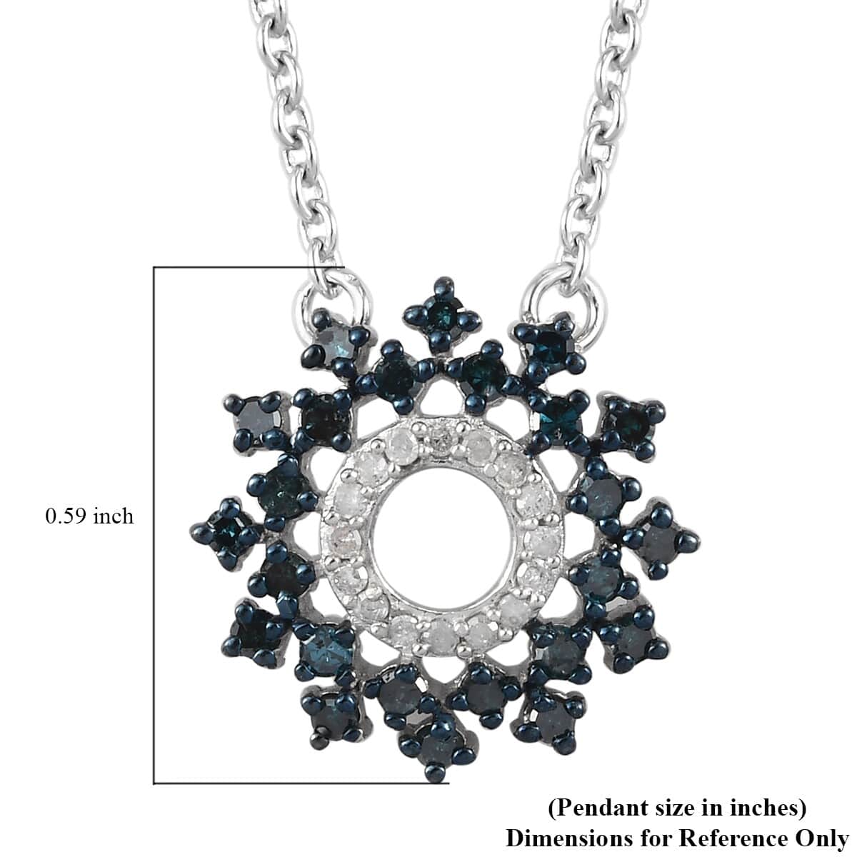 Blue Diamond and Diamond Circle Pendant Necklace 20 Inches in Platinum Over Sterling Silver 0.50 ctw image number 5