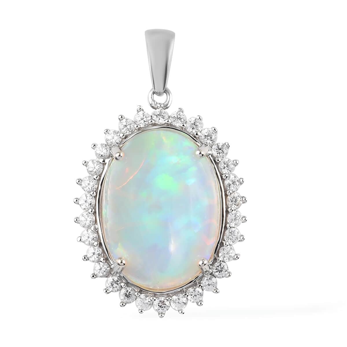 LUXORO 10K White Gold Premium Ethiopian Welo Opal Pendant 4.25 Grams 13.50 ctw image number 0