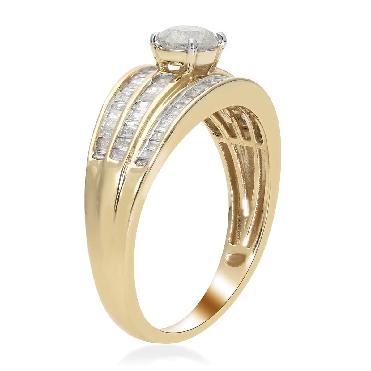 SGL Certified 10K Yellow Gold G-H I3 Diamond Ring (Size 9.0) 3.50 Grams 1.00 ctw image number 3