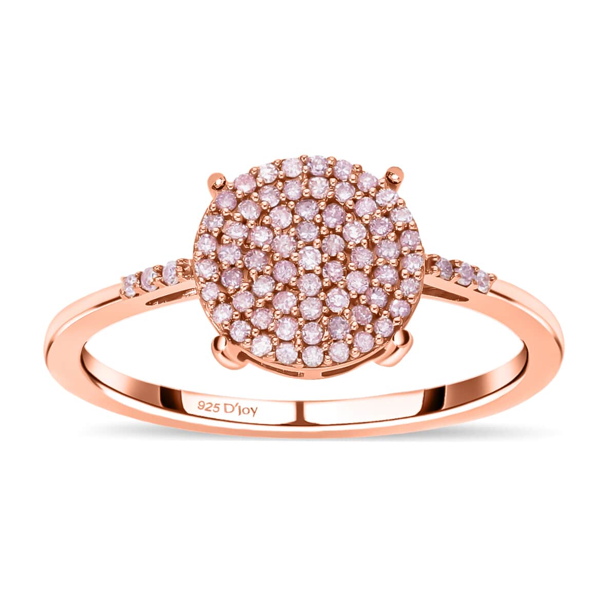Natural Pink Diamond Round Shape Cluster Ring in Vermeil Rose Gold Over Sterling Silver 0.25 ctw image number 0