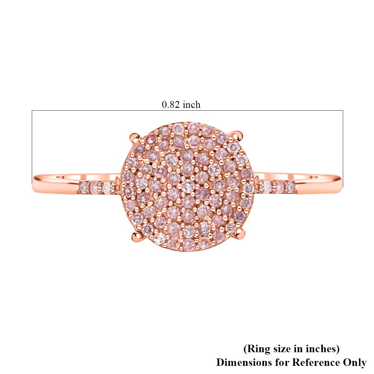 Natural Pink Diamond Round Shape Cluster Ring in Vermeil Rose Gold Over Sterling Silver 0.25 ctw image number 5