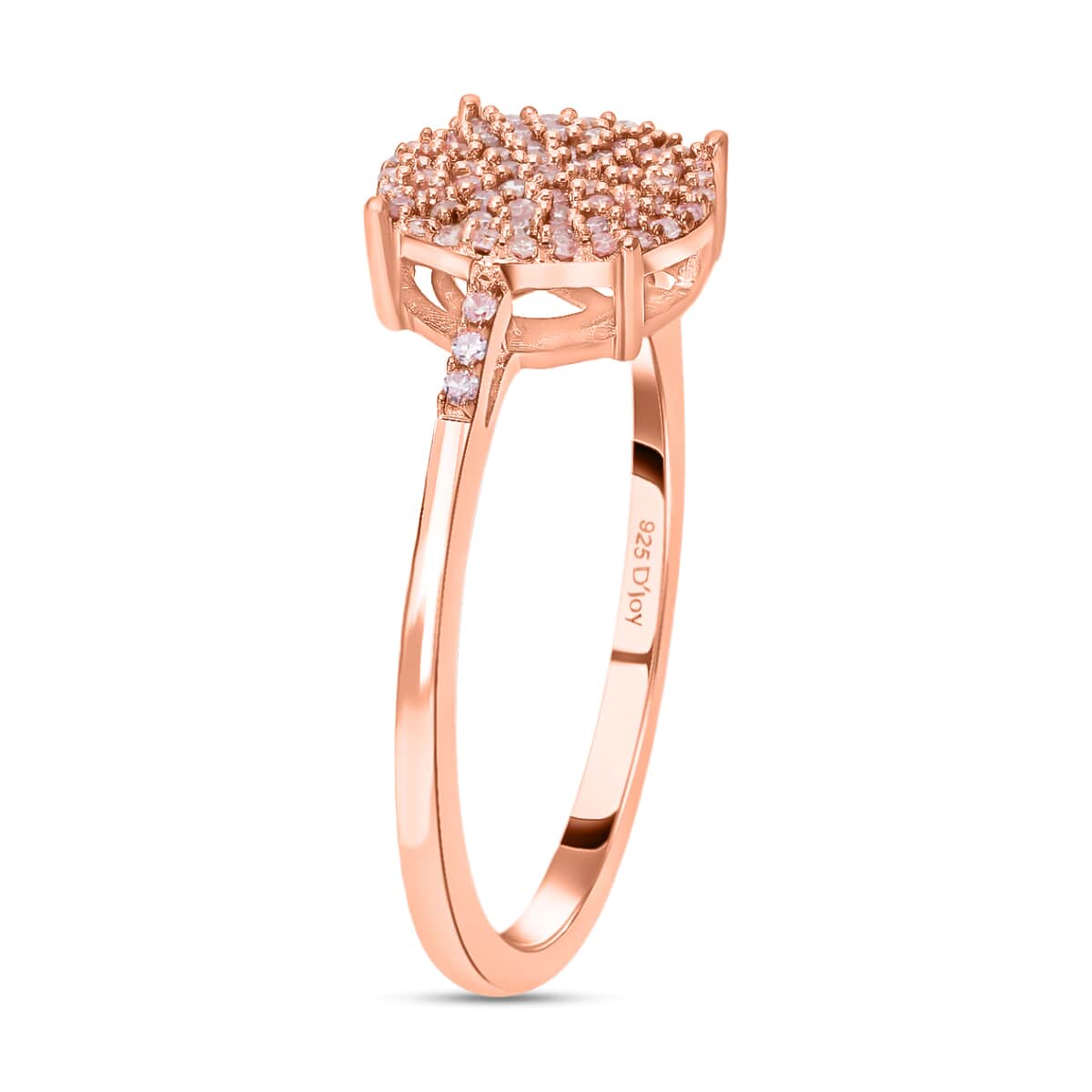 Natural Pink Diamond Round Shape Cluster Ring in Rose Gold Vermeil Plated Sterling Silver (Size 7.0) 0.25 ctw image number 3