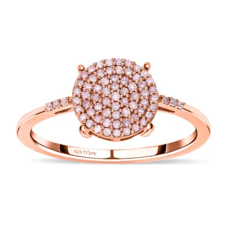 Natural Pink Diamond Round Shape Cluster Ring in Rose Gold Vermeil Plated Sterling Silver (Size 8.0) 0.25 ctw image number 0