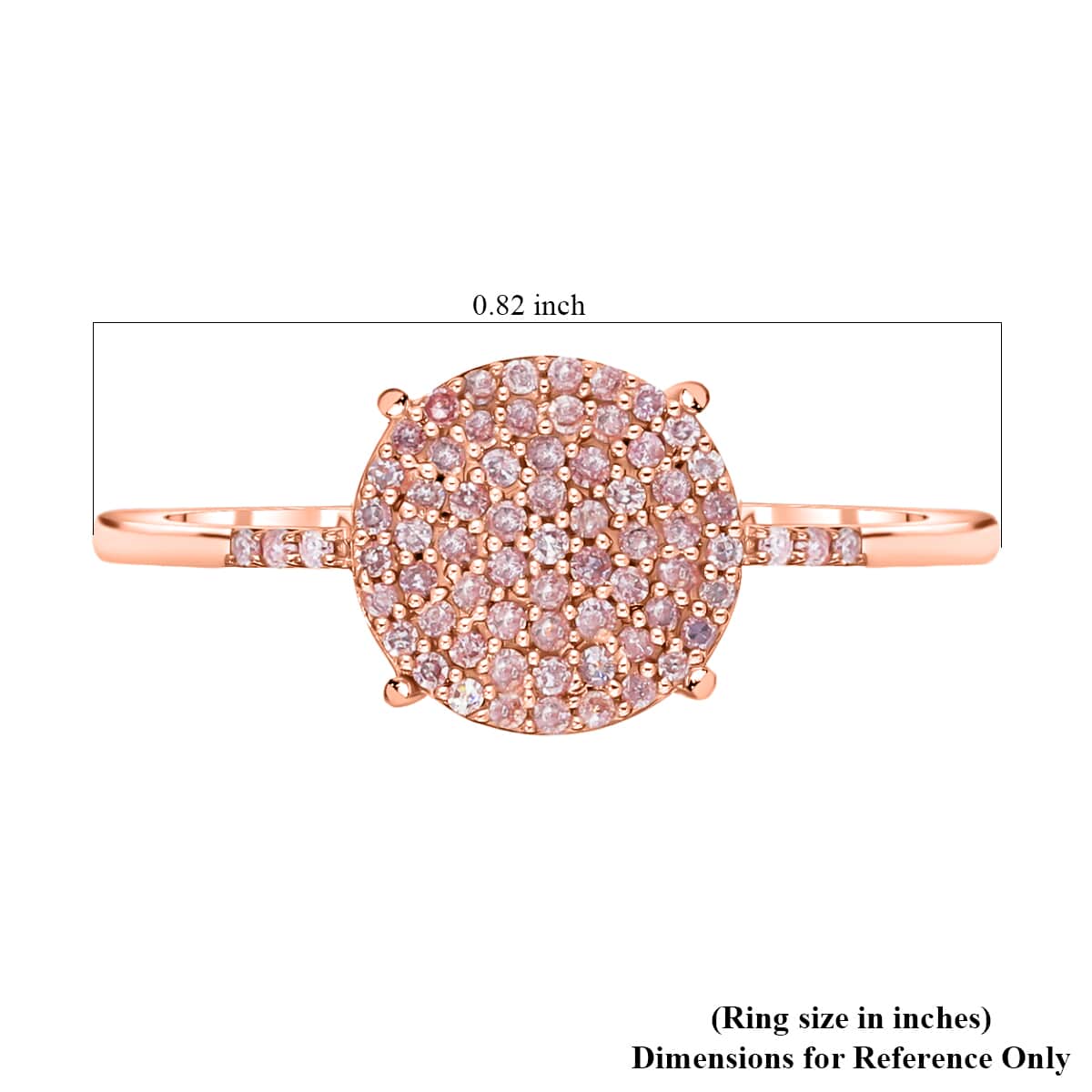 Natural Pink Diamond Round Shape Cluster Ring in Rose Gold Vermeil Plated Sterling Silver (Size 8.0) 0.25 ctw image number 5