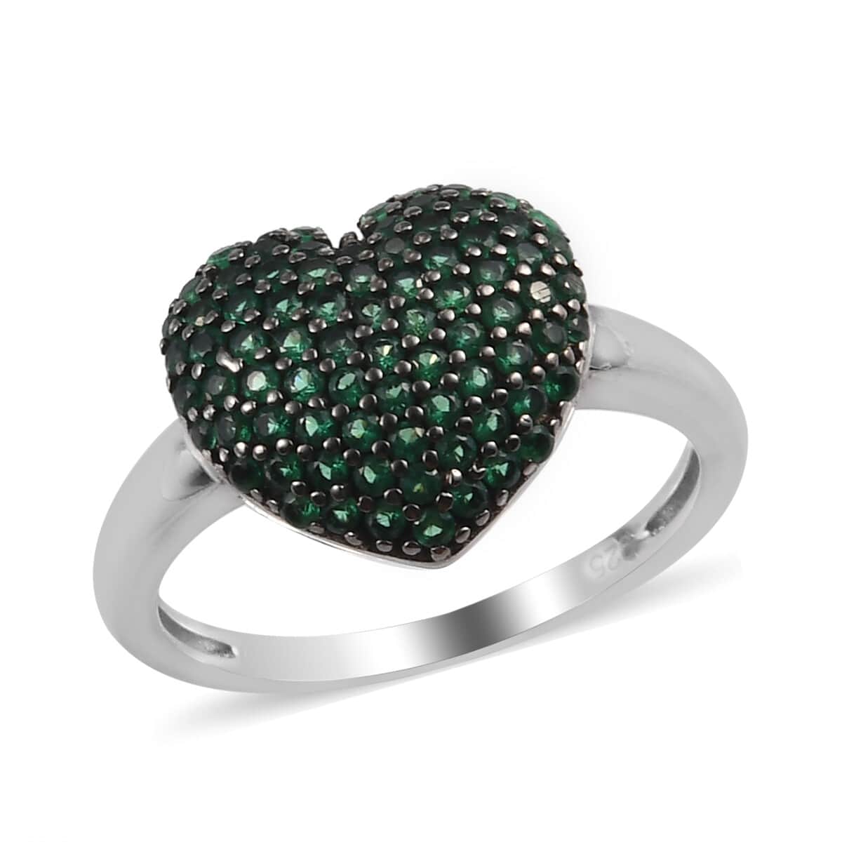 Simulated Green Diamond Ring in Platinum Over Sterling Silver (Size 6.0) image number 0