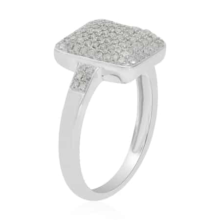 Diamond Cluster Ring in Platinum Over Sterling Silver (Size 9.0) 0.50 ctw image number 3