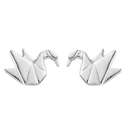 Bird Stud Earrings in Platinum Over Sterling Silver image number 0