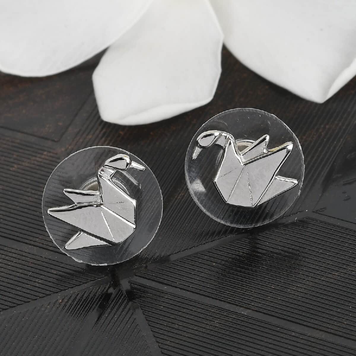 Bird Stud Earrings in Platinum Over Sterling Silver image number 1