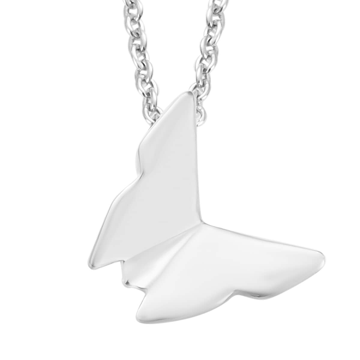 Butterfly Pendant Necklace 20 Inches in Platinum Over Sterling Silver 3.60 Grams image number 0