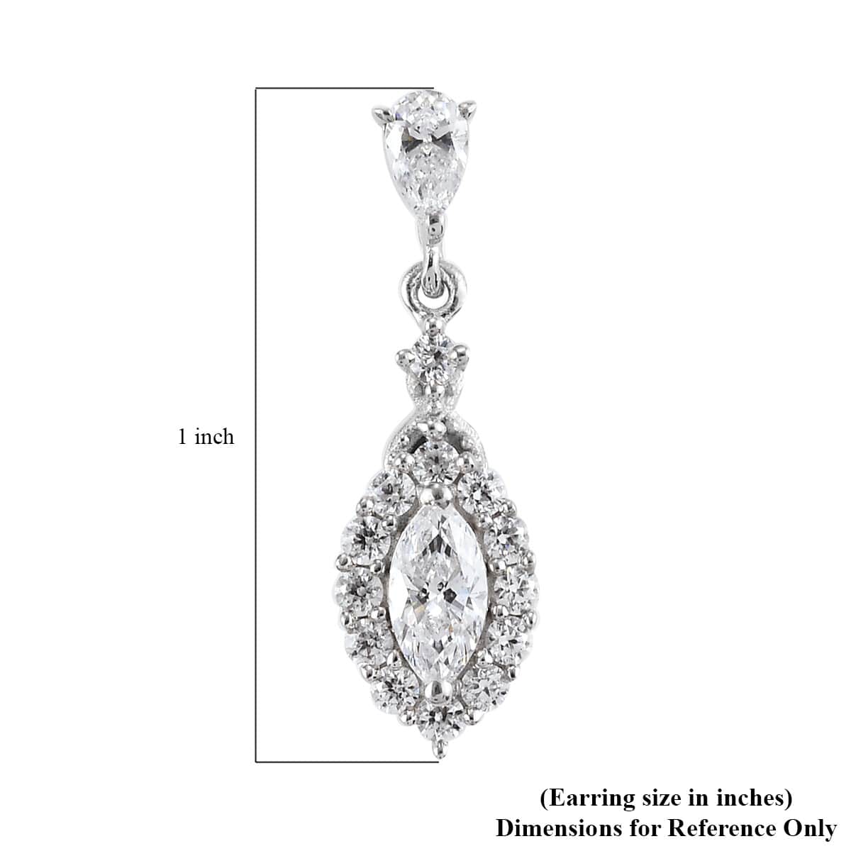 Lustro Stella Made with Finest CZ Dangle Earrings in Platinum Over Sterling Silver 2.85 ctw image number 4