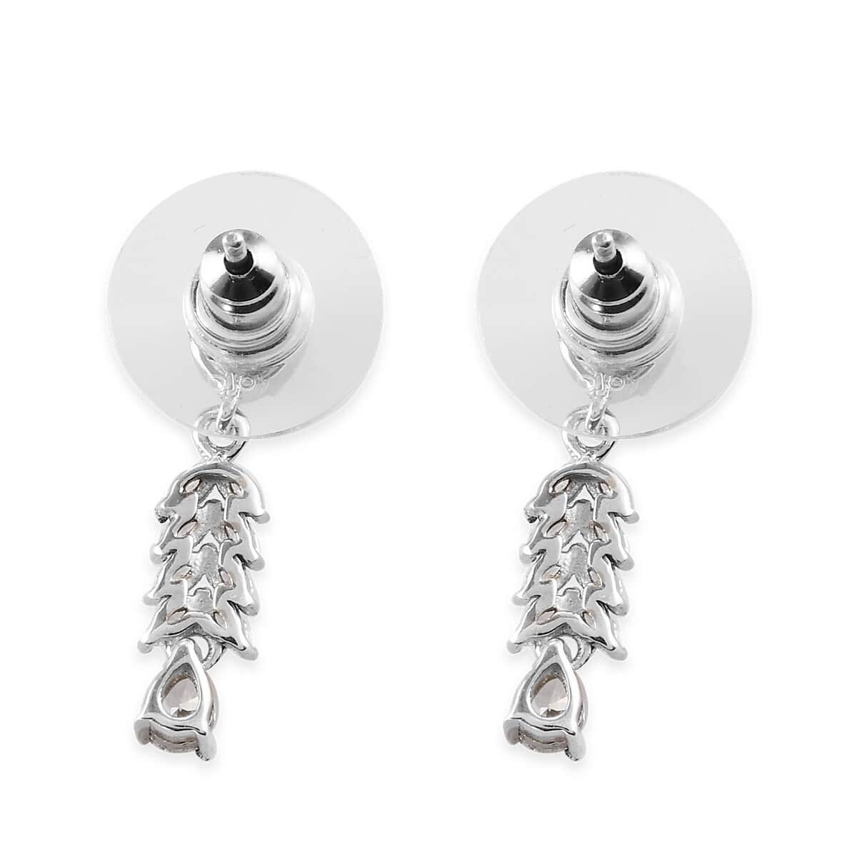 Lustro Stella Made with Finest CZ Dangling Earrings in Platinum Over Sterling Silver 2.00 ctw image number 3