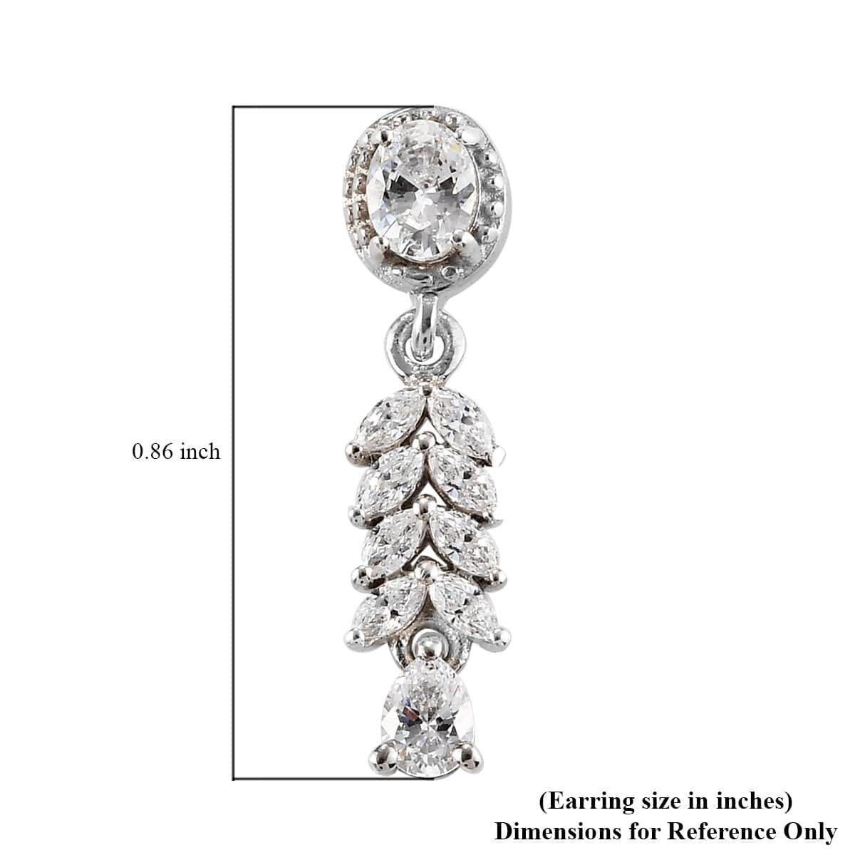 Lustro Stella Made with Finest CZ Dangling Earrings in Platinum Over Sterling Silver 2.00 ctw image number 4