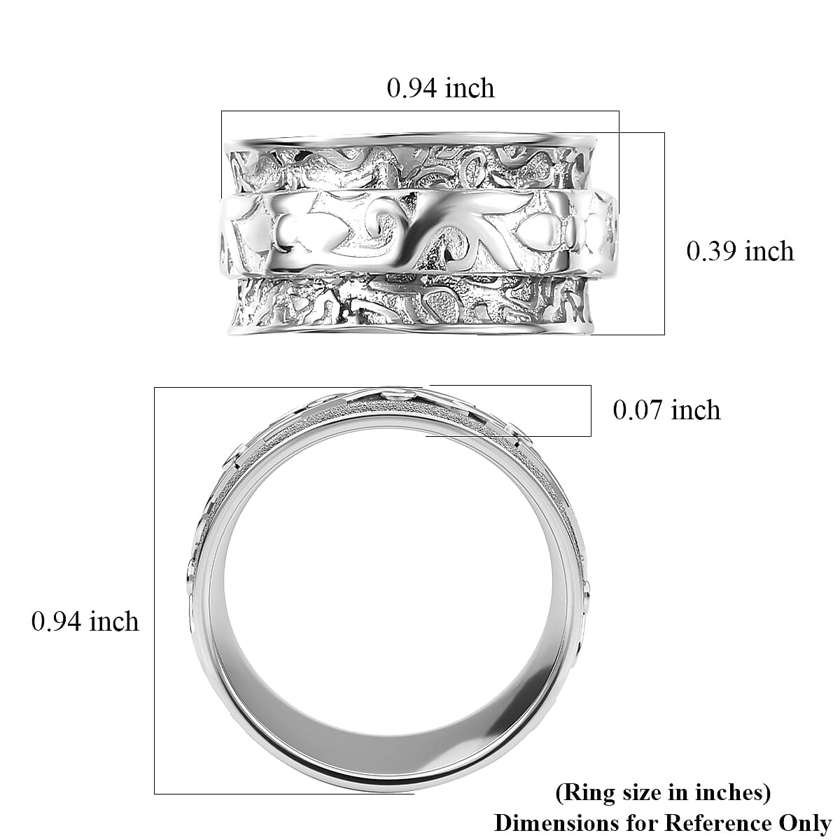 D'Joy Band Ring in Sterling Silver (Size 10.0) 5.7 Grams