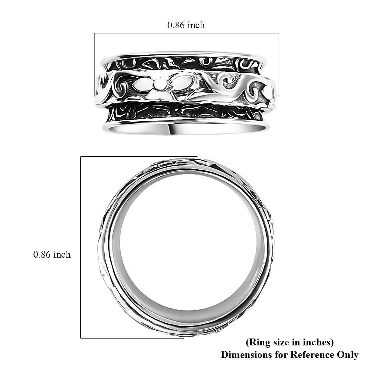 D'Joy Band Ring in Sterling Silver (Size 10.0) 5.7 Grams
