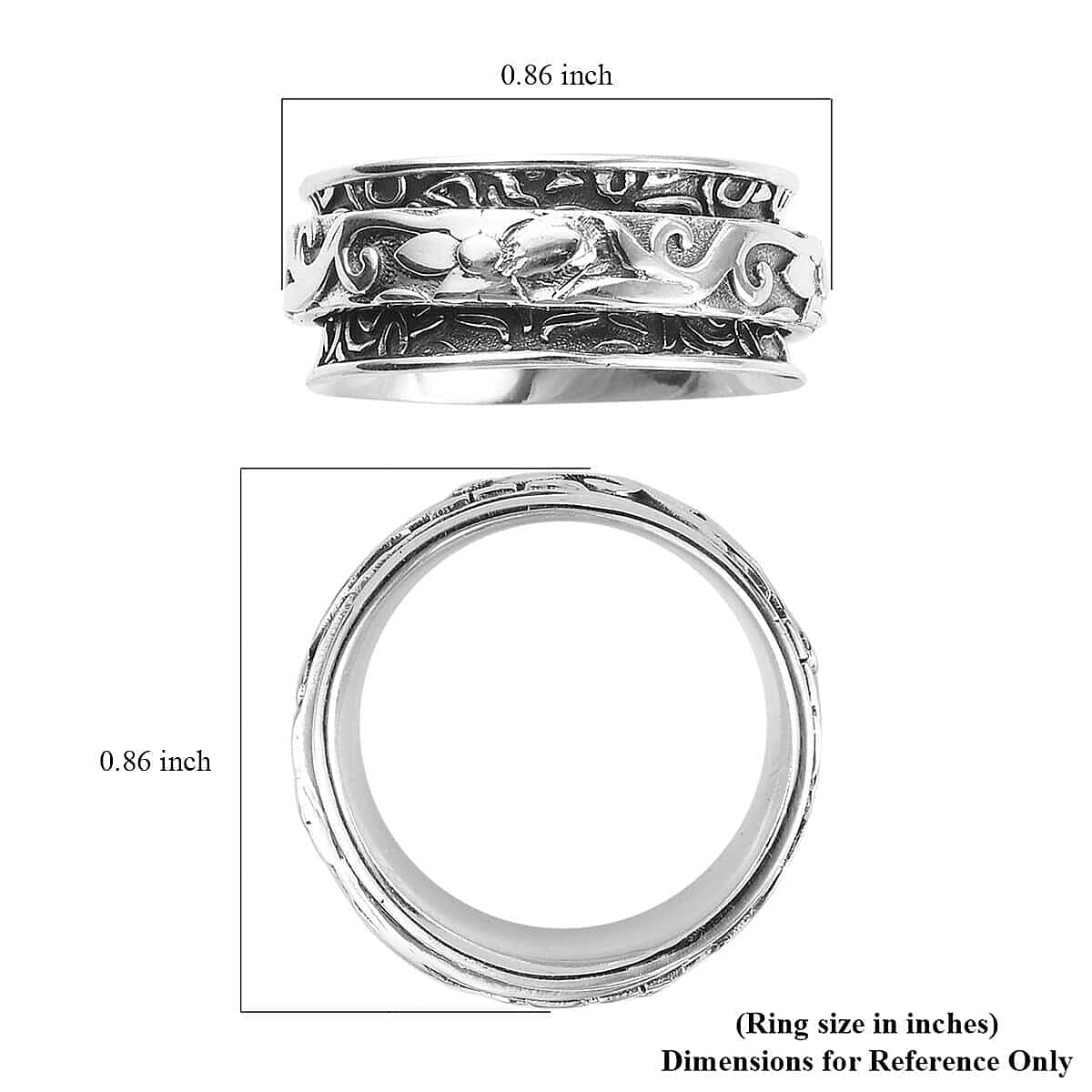 D'Joy Floral Spinner Ring in Sterling Silver (Size 11.0) 6.50 Grams