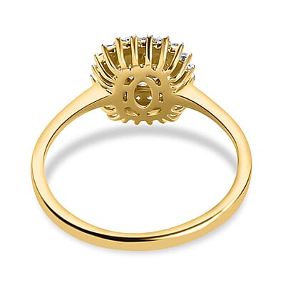 Luxoro 10K Yellow Gold Premium Turkizite and White Zircon Cocktail Ring (Size 8.0) 1.00 ctw