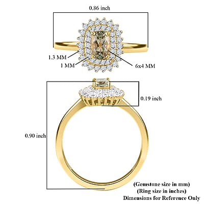 Luxoro 10K Yellow Gold Premium Turkizite and White Zircon Cocktail Ring (Size 8.0) 1.00 ctw