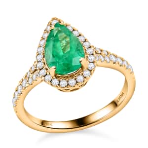 Iliana 18K Yellow Gold AAA Boyaca Colombian Emerald and G-H SI Diamond Ring (Size 6.0) 2.00 ctw