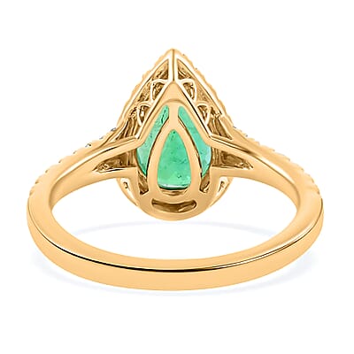 Iliana 18K Yellow Gold AAA Boyaca Colombian Emerald and G-H SI Diamond Ring (Size 6.0) 2.00 ctw