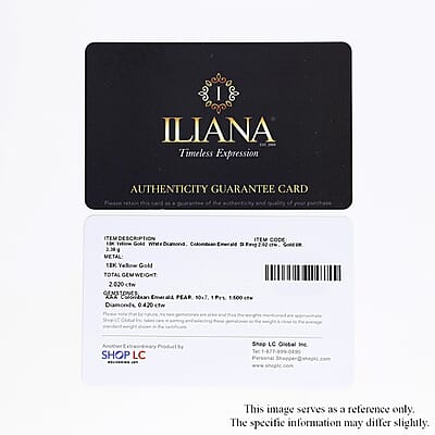 Iliana 18K Yellow Gold AAA Boyaca Colombian Emerald and G-H SI Diamond Ring (Size 6.0) 2.00 ctw