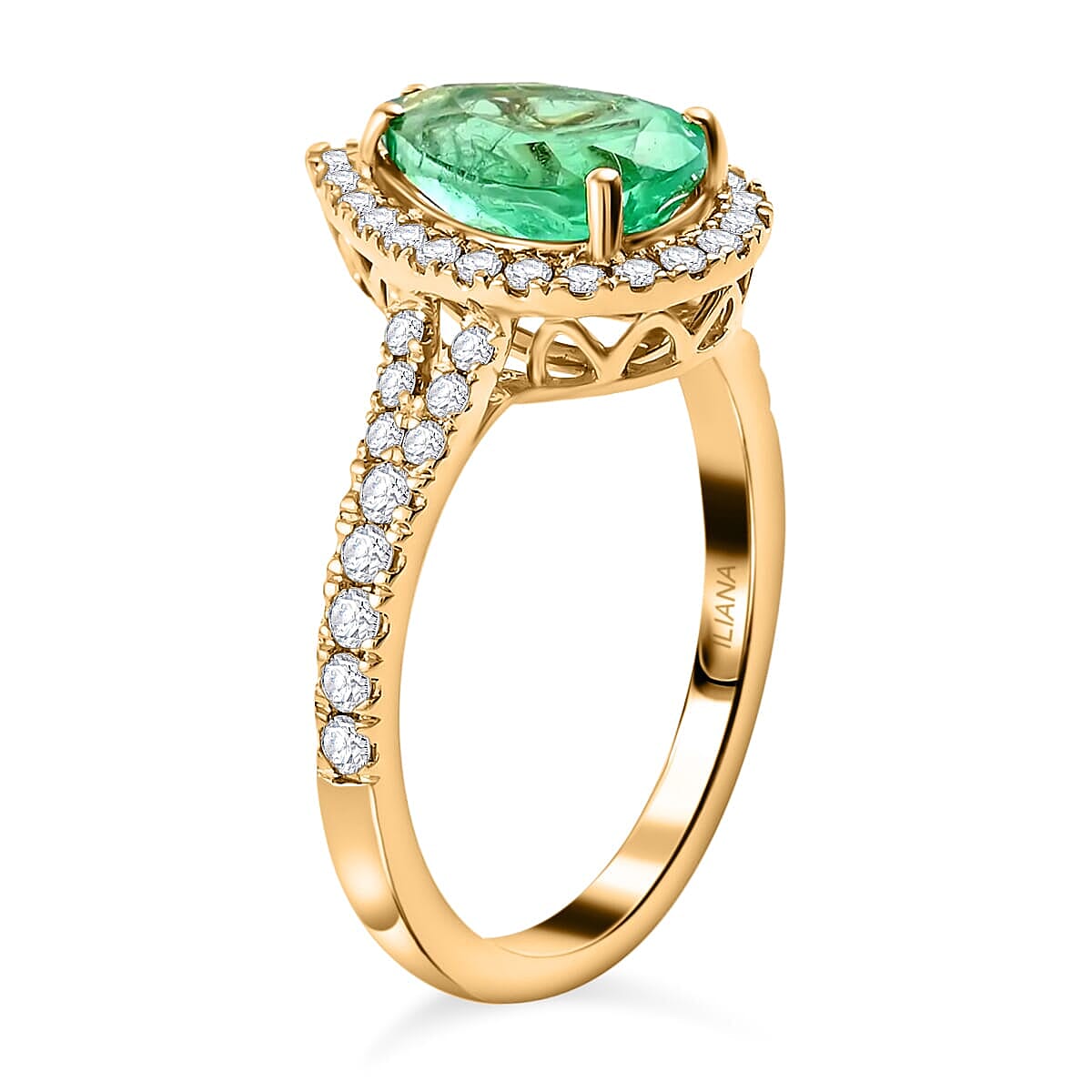 Iliana AAA Boyaca Colombian Emerald and Diamond Ring in 18K Yellow Gold (Size 7.0) 3.38 Grams 2.00 ctw image number 2