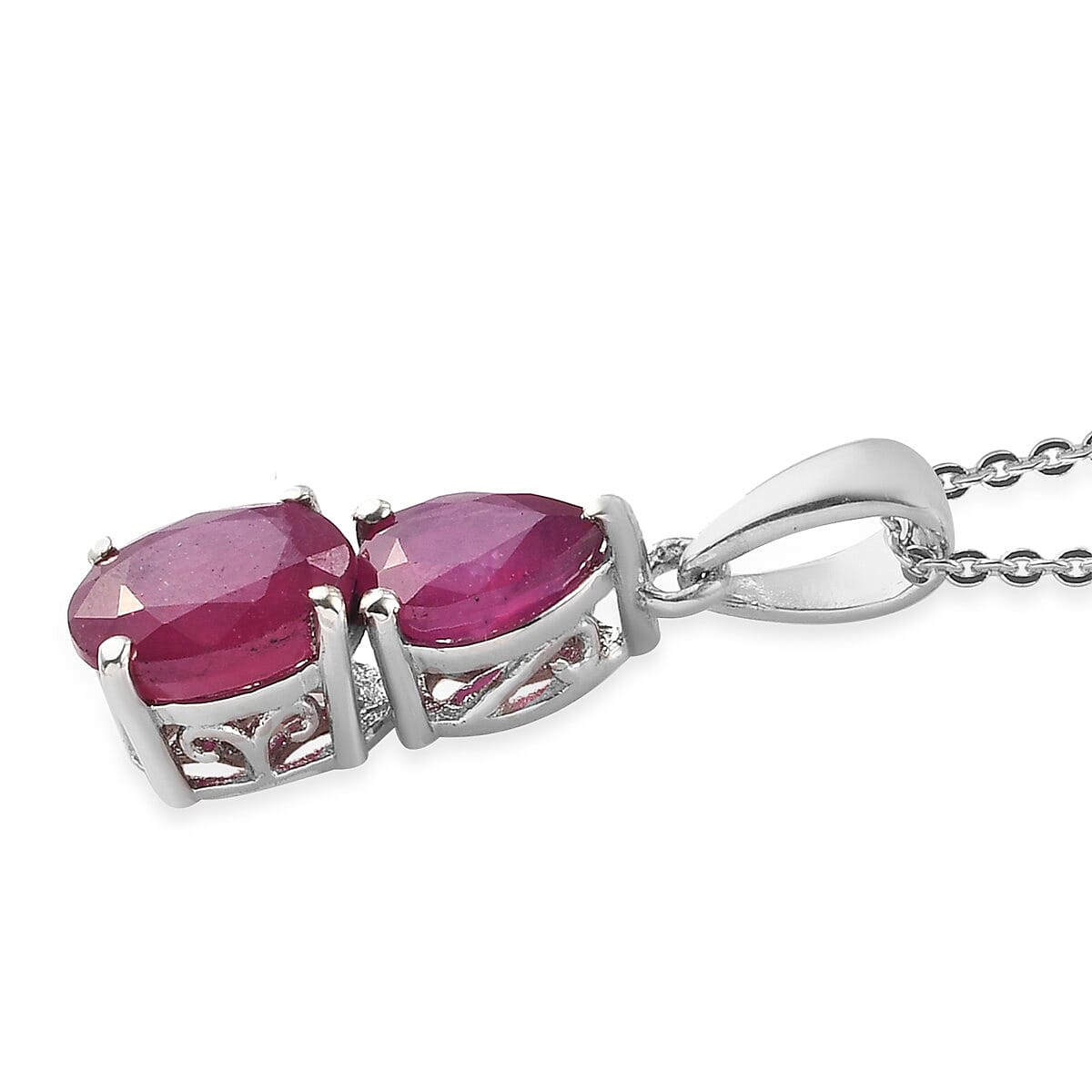 Niassa Ruby (FF) Pendant Necklace 20 Inches in Platinum Over Sterling Silver 3.00 ctw