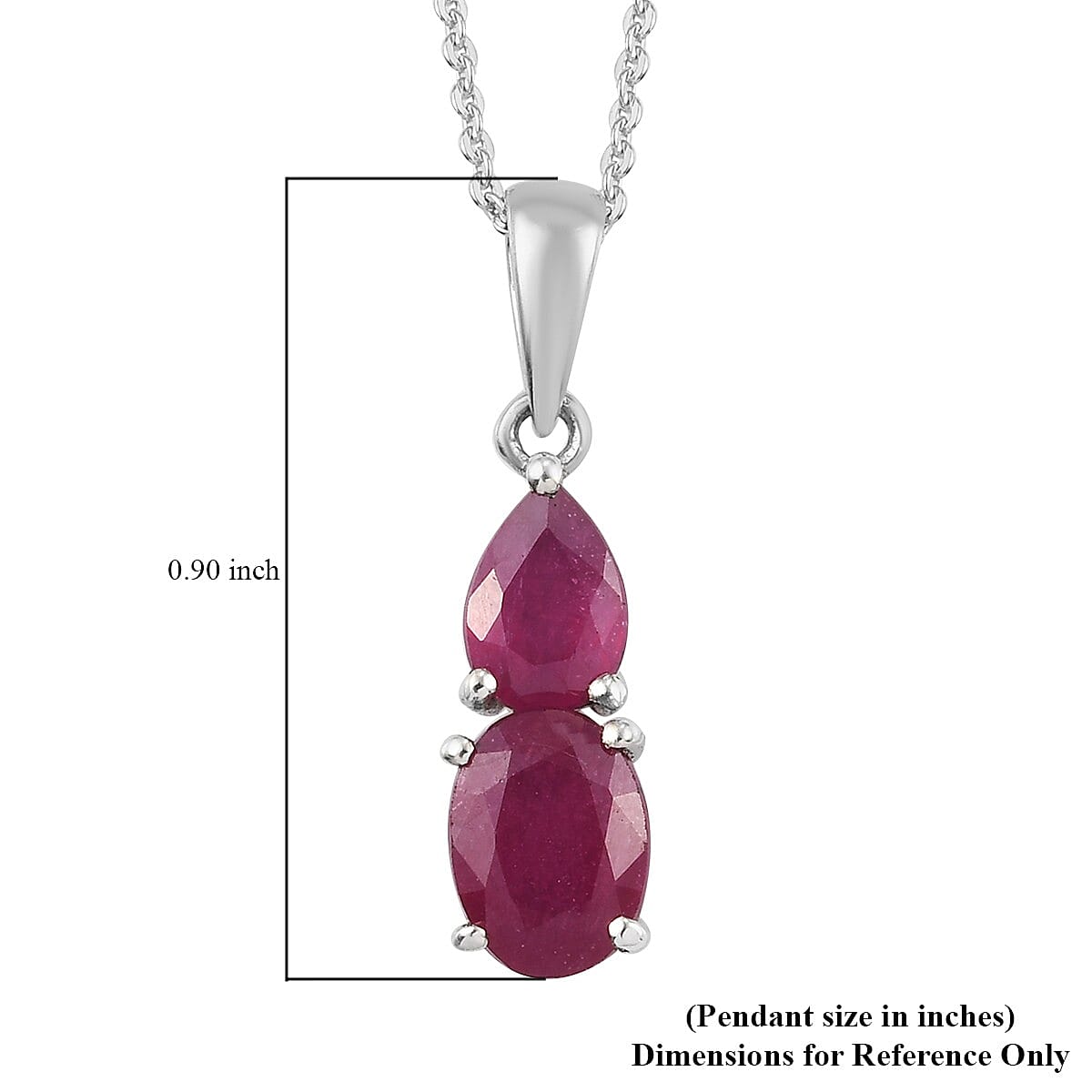 Niassa Ruby (FF) Pendant Necklace 20 Inches in Platinum Over Sterling Silver 3.00 ctw
