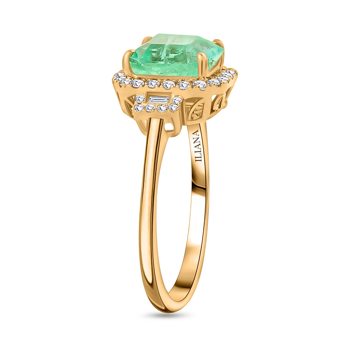ILIANA AAA Boyaca Colombian Emerald and Diamond Ring in 18K Yellow Gold 3.40 Grams 2.60 ctw image number 2