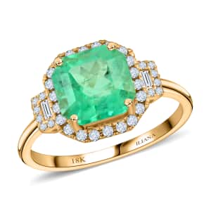 Iliana 18K Yellow Gold AAA Boyaca Colombian Emerald and G-H SI Diamond Ring (Size 7.0) 2.60 ctw