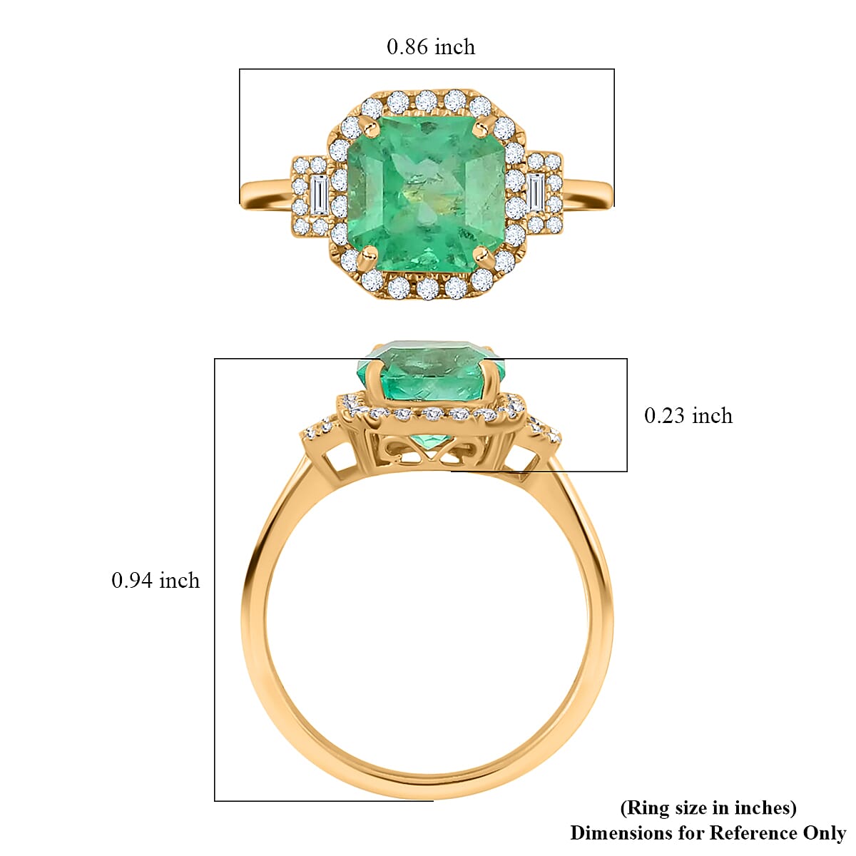Iliana 18K Yellow Gold AAA Boyaca Colombian Emerald and G-H SI Diamond Ring (Size 7.0) 2.60 ctw image number 4