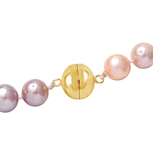 Multi Color Edison Pearl 8-12mm Necklace 20 Inches in Vermeil Yellow Gold Over Sterling Silver 10 Grams