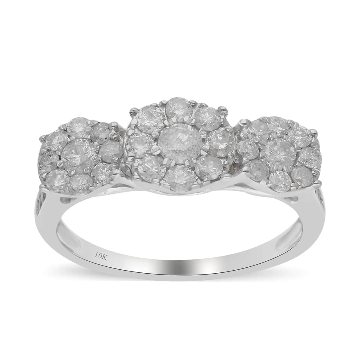 SGL Certified 10K White Gold G-H I3 Diamond Ring (Size 7.0) 2.50 Grams 1.00 ctw image number 0