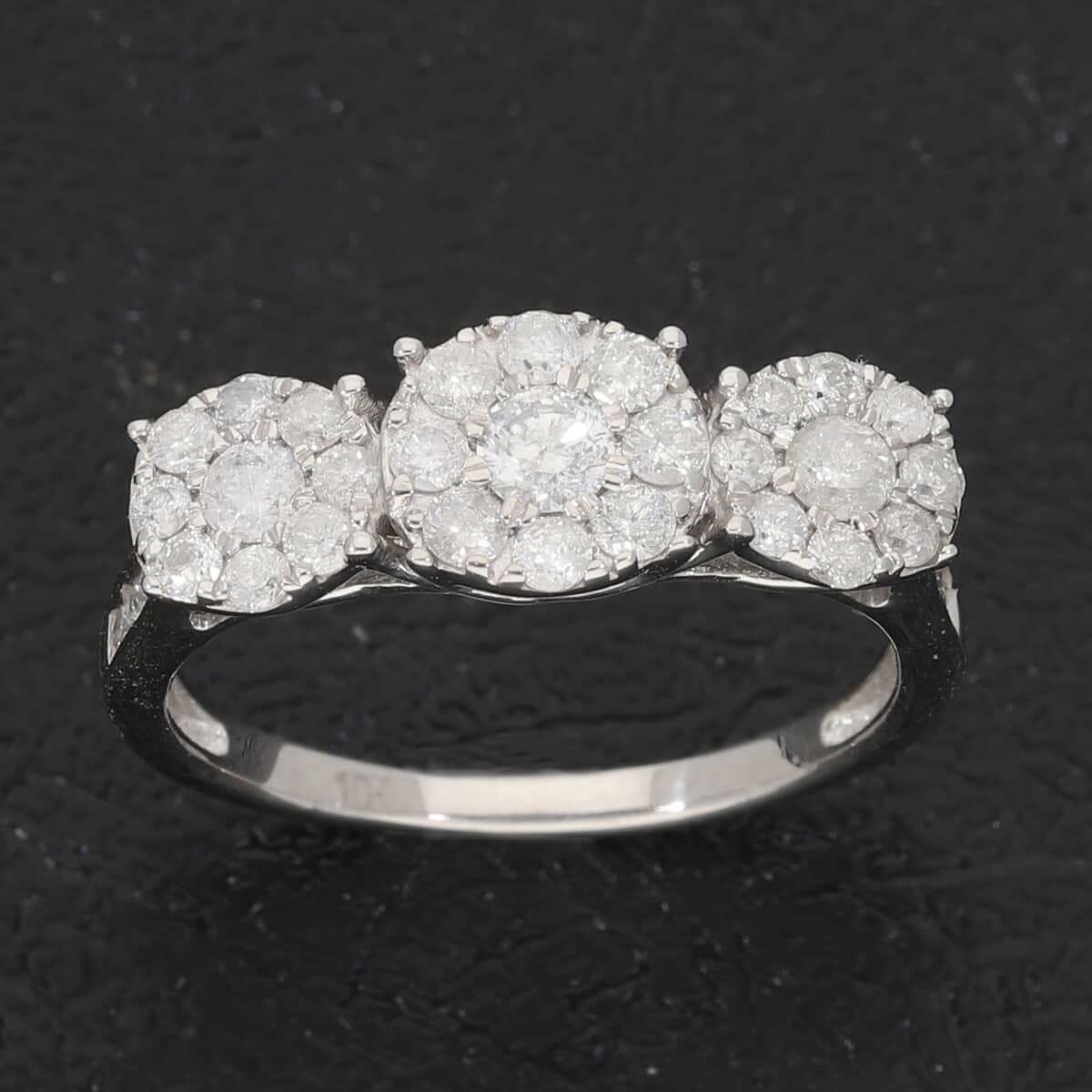 SGL Certified 10K White Gold G-H I3 Diamond Ring (Size 7.0) 2.50 Grams 1.00 ctw image number 1