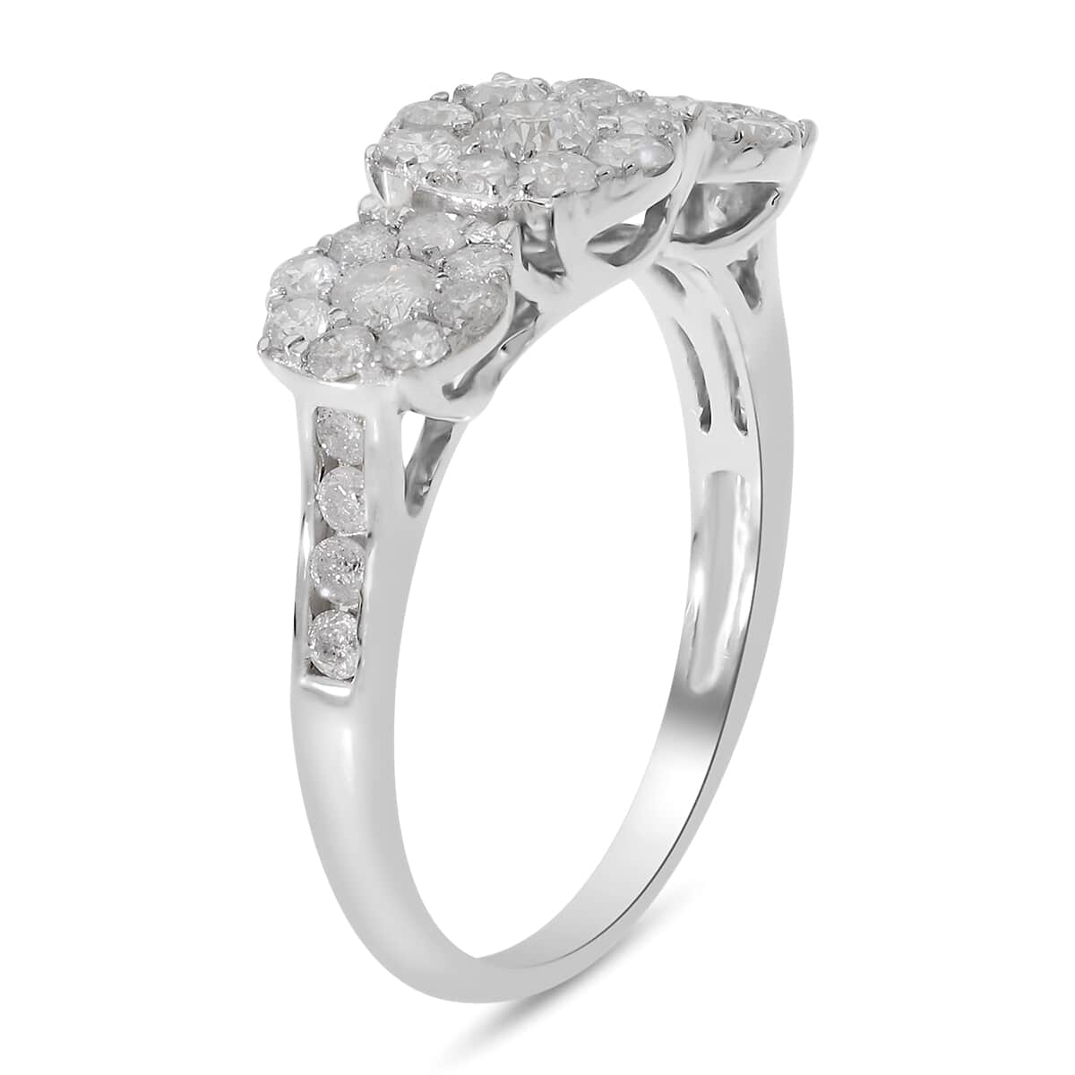 SGL Certified 10K White Gold G-H I3 Diamond Ring (Size 7.0) 2.50 Grams 1.00 ctw image number 3