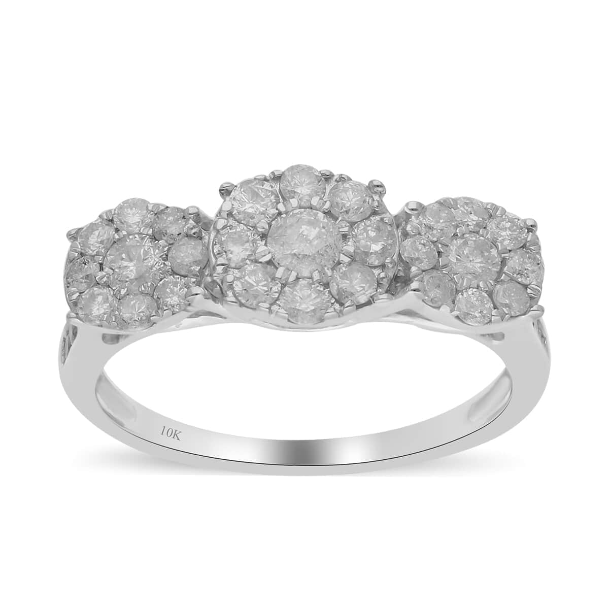 SGL Certified 10K White Gold G-H I3 Diamond Ring (Size 8.0) 2.50 Grams 1.00 ctw image number 0