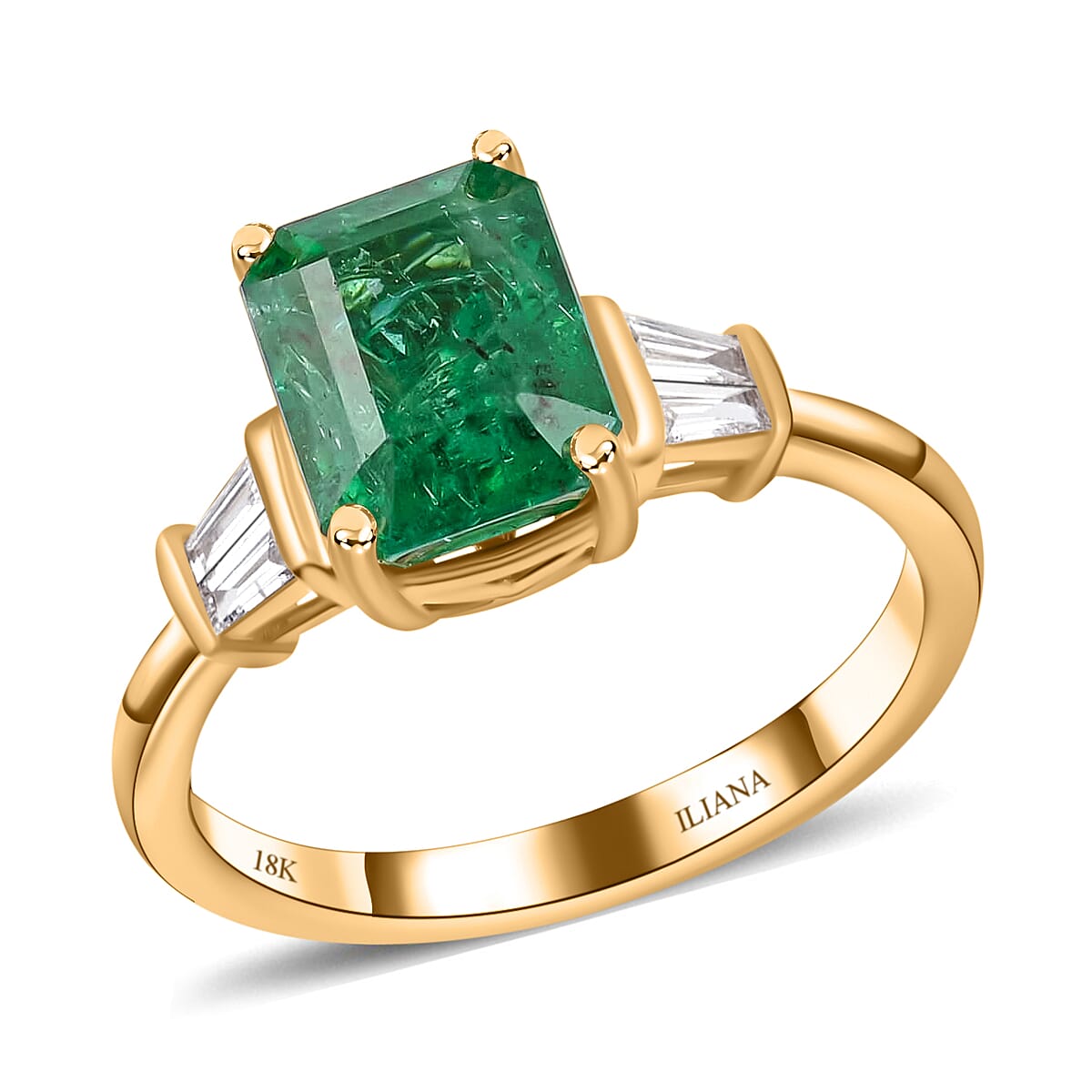Iliana 18K Yellow Gold AAA Kagem Zambian Emerald and Diamond Ring (Size 8.0) 4.37 Grams 2.70 ctw image number 0