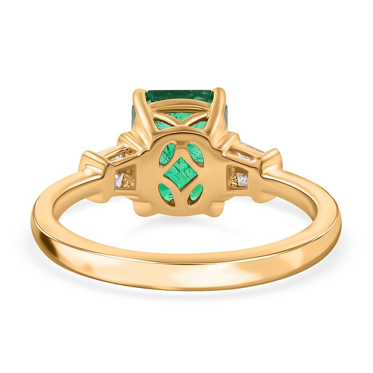Iliana 18K Yellow Gold AAA Kagem Zambian Emerald and Diamond Ring (Size 8.0) 4.37 Grams 2.70 ctw image number 3