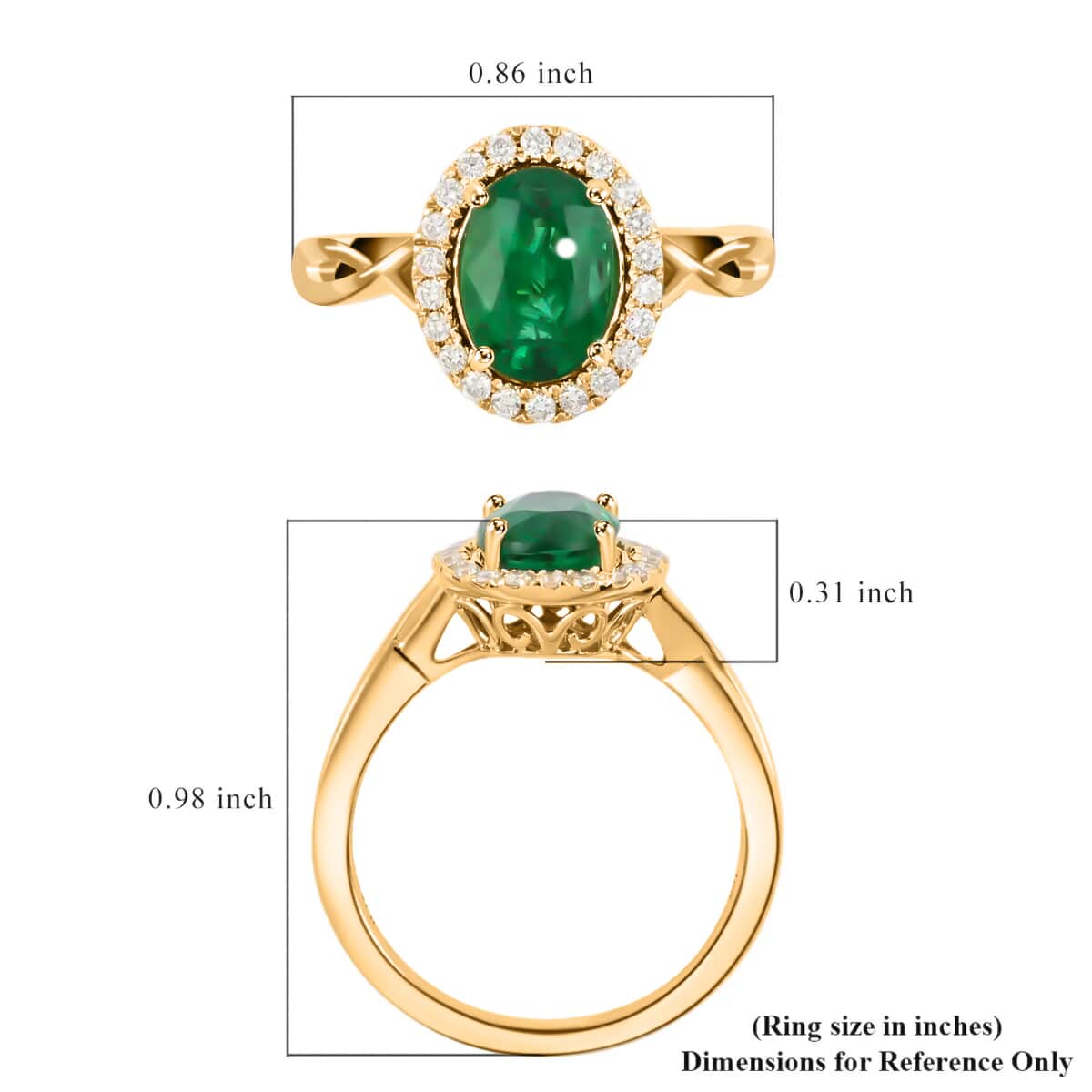 ILIANA 18K Yellow Gold AAA Kagem Zambian Emerald and Diamond Ring 4.25 Grams 2.00 ctw image number 5